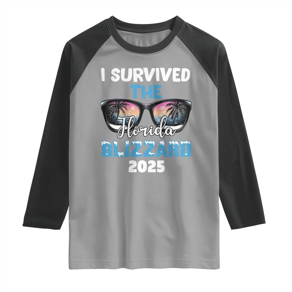 Funny I Survived The Florida Blizzarad Raglan Shirt Snow Sunglasses