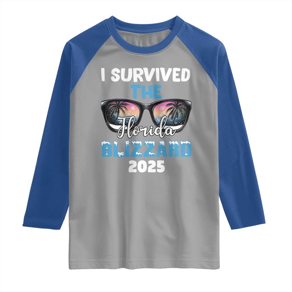 Funny I Survived The Florida Blizzarad Raglan Shirt Snow Sunglasses