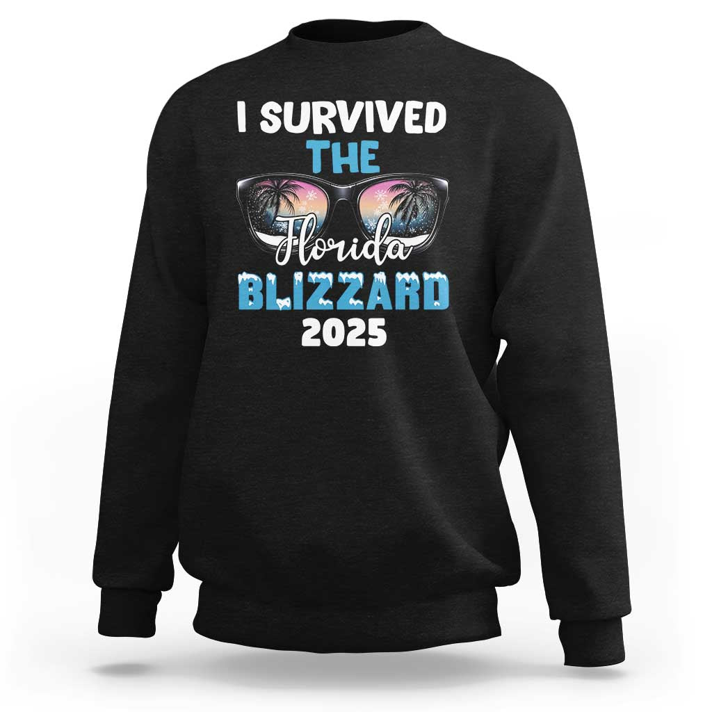Funny I Survived The Florida Blizzarad Sweatshirt Snow Sunglasses