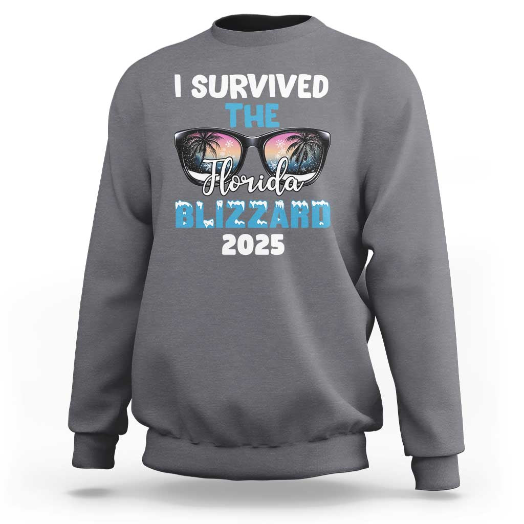 Funny I Survived The Florida Blizzarad Sweatshirt Snow Sunglasses