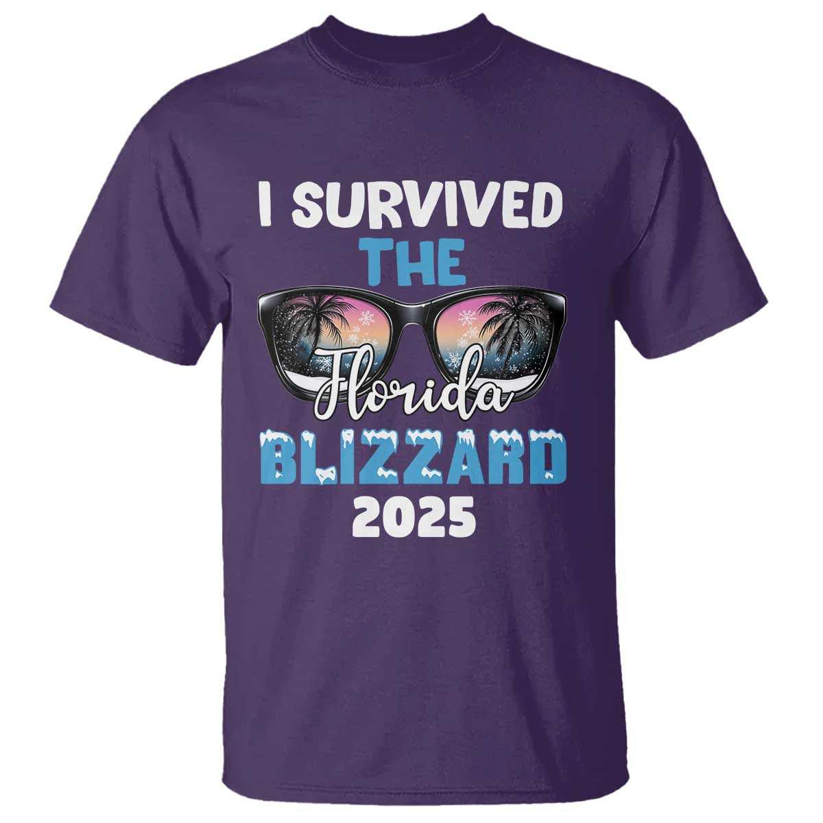 Funny I Survived The Florida Blizzarad T Shirt Snow Sunglasses