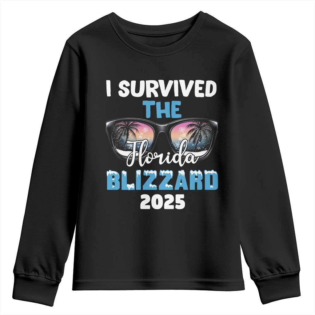 Funny I Survived The Florida Blizzarad Youth Sweatshirt Snow Sunglasses