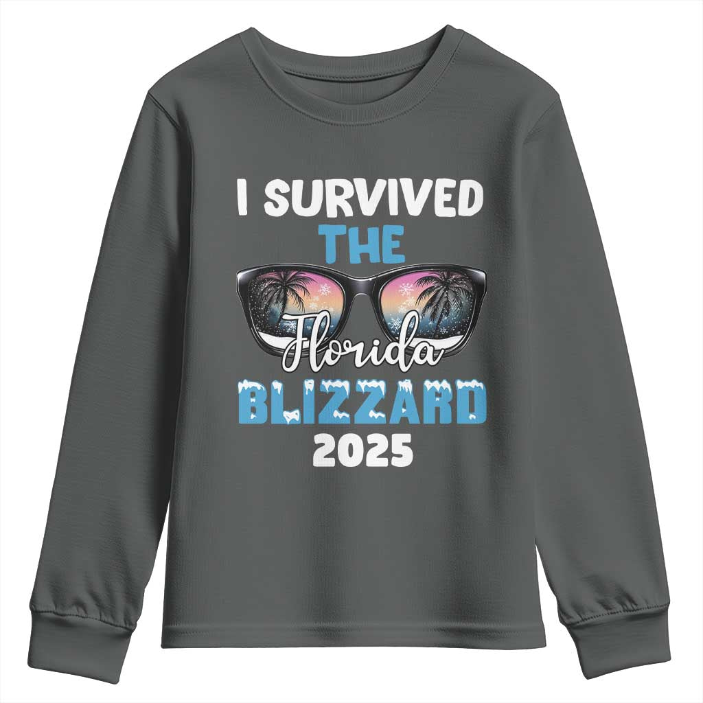 Funny I Survived The Florida Blizzarad Youth Sweatshirt Snow Sunglasses