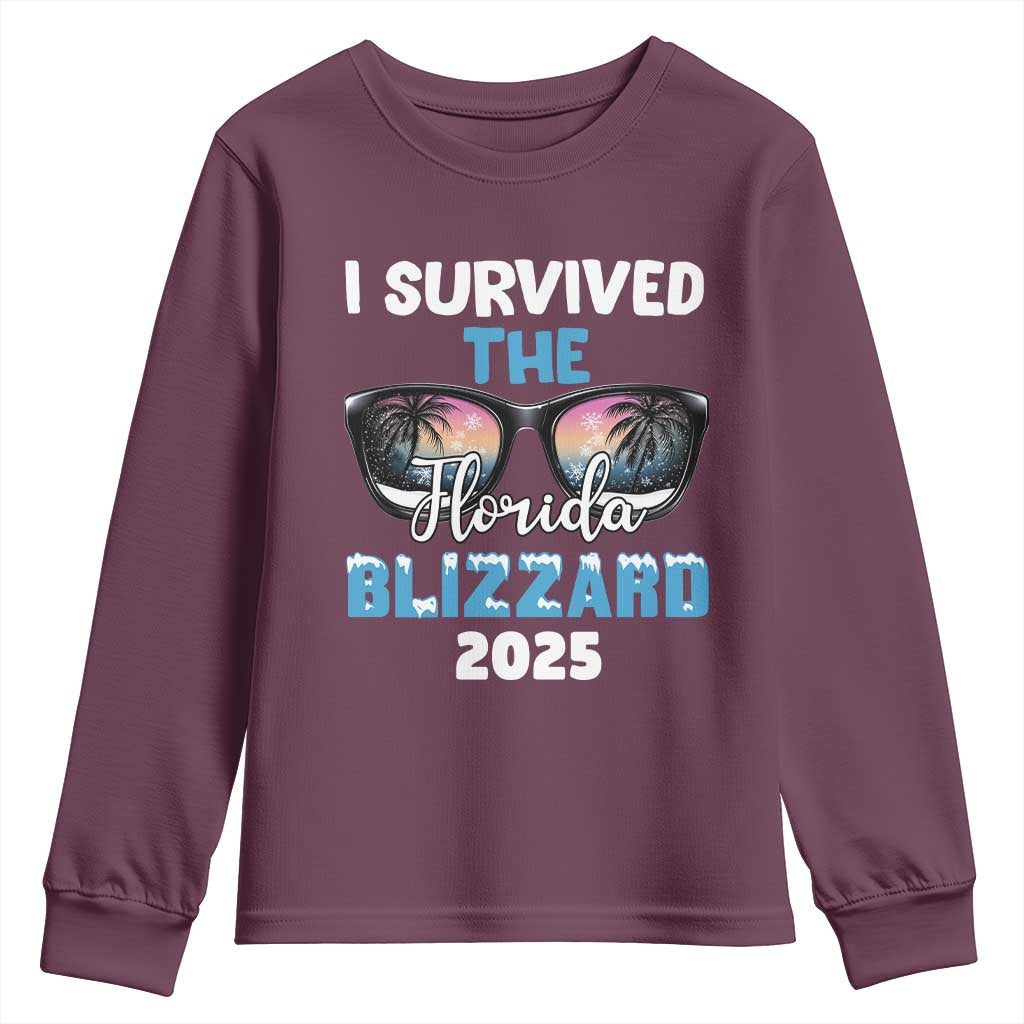 Funny I Survived The Florida Blizzarad Youth Sweatshirt Snow Sunglasses