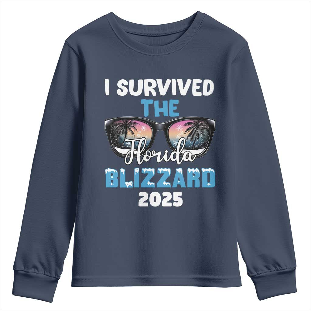Funny I Survived The Florida Blizzarad Youth Sweatshirt Snow Sunglasses