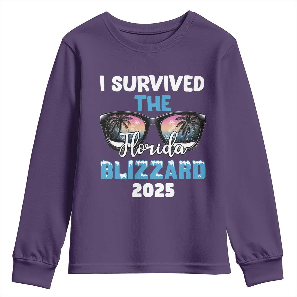 Funny I Survived The Florida Blizzarad Youth Sweatshirt Snow Sunglasses