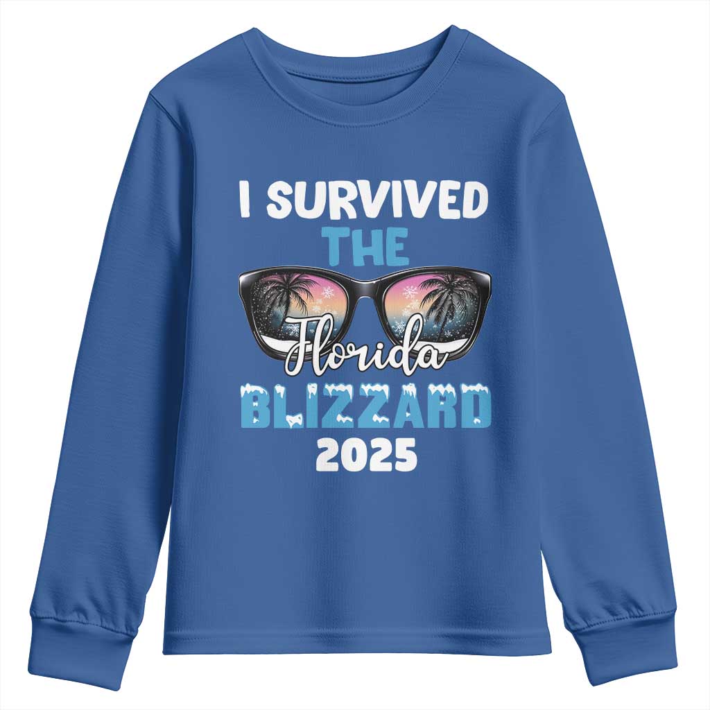 Funny I Survived The Florida Blizzarad Youth Sweatshirt Snow Sunglasses