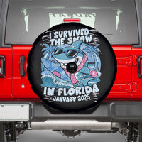 Funny I Survived The Snow In Florida 2025 Spare Tire Cover Shark