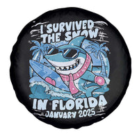 Funny I Survived The Snow In Florida 2025 Spare Tire Cover Shark
