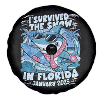 Funny I Survived The Snow In Florida 2025 Spare Tire Cover Shark