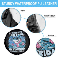 Funny I Survived The Snow In Florida 2025 Spare Tire Cover Shark
