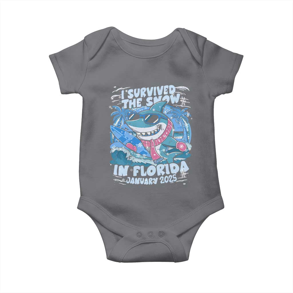 Funny I Survived The Snow In Florida 2025 Baby Onesie Shark