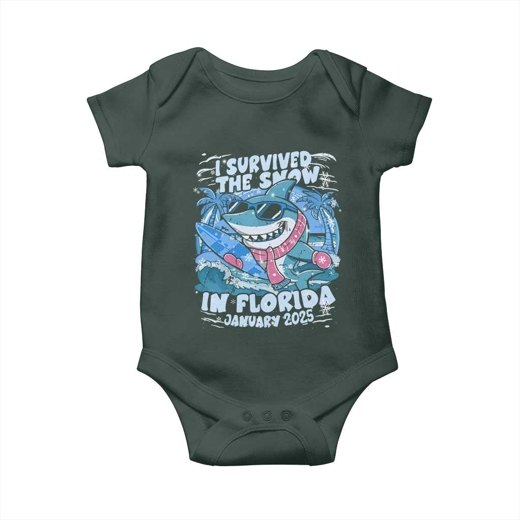 Funny I Survived The Snow In Florida 2025 Baby Onesie Shark