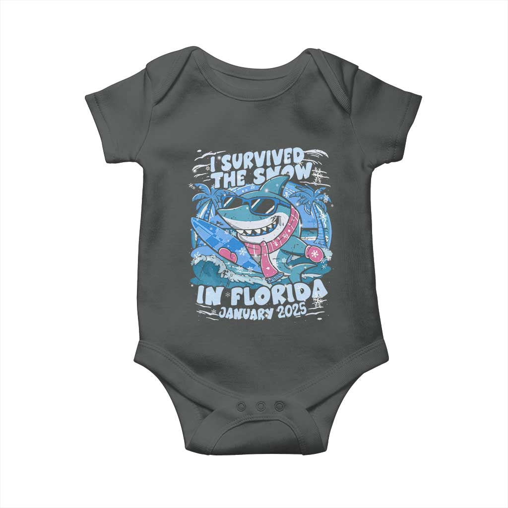 Funny I Survived The Snow In Florida 2025 Baby Onesie Shark