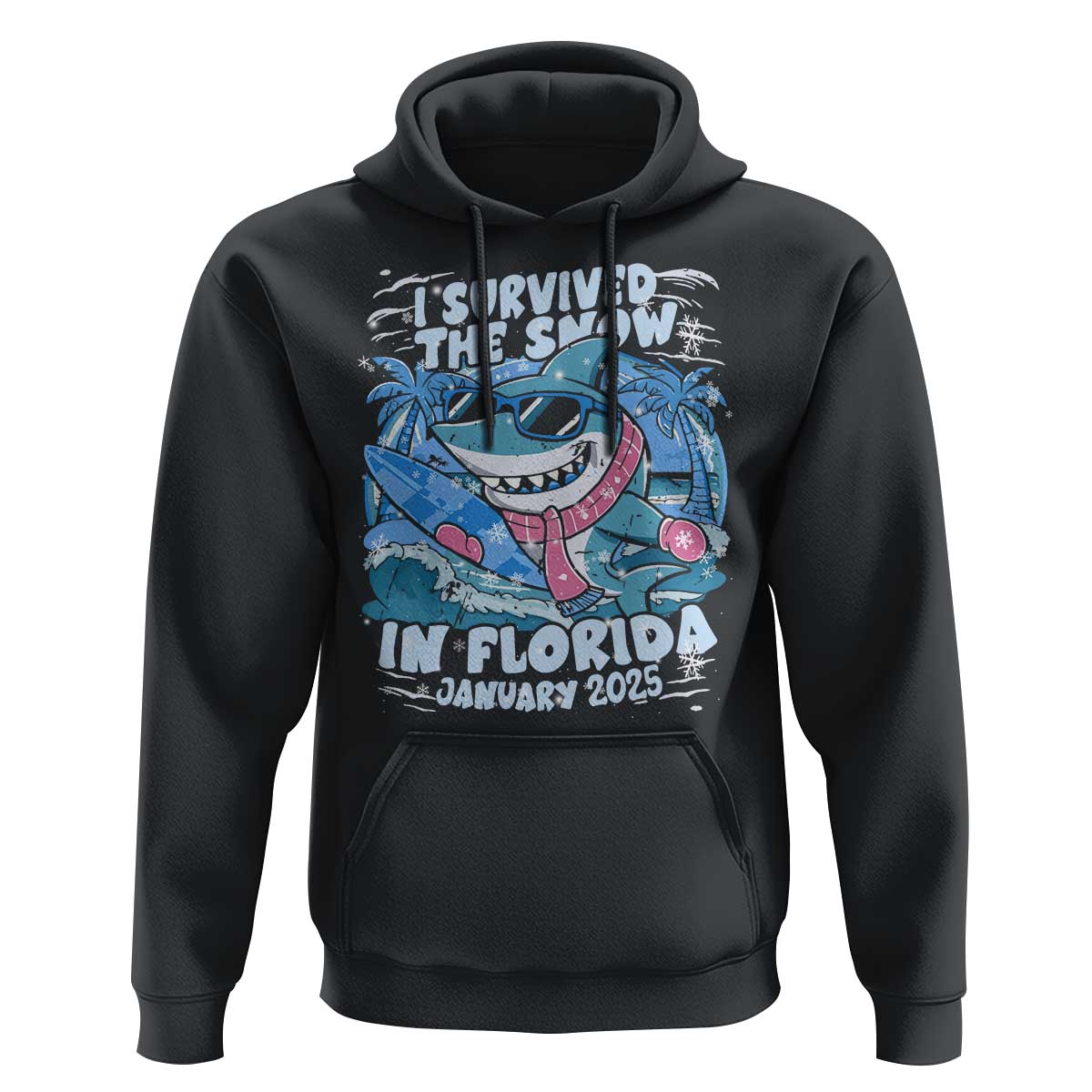 Funny I Survived The Snow In Florida 2025 Hoodie Shark