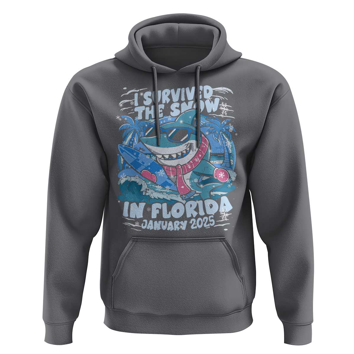 Funny I Survived The Snow In Florida 2025 Hoodie Shark