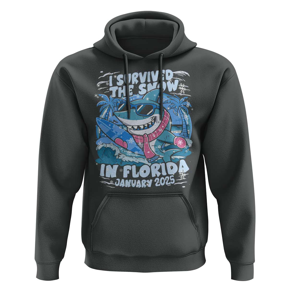 Funny I Survived The Snow In Florida 2025 Hoodie Shark