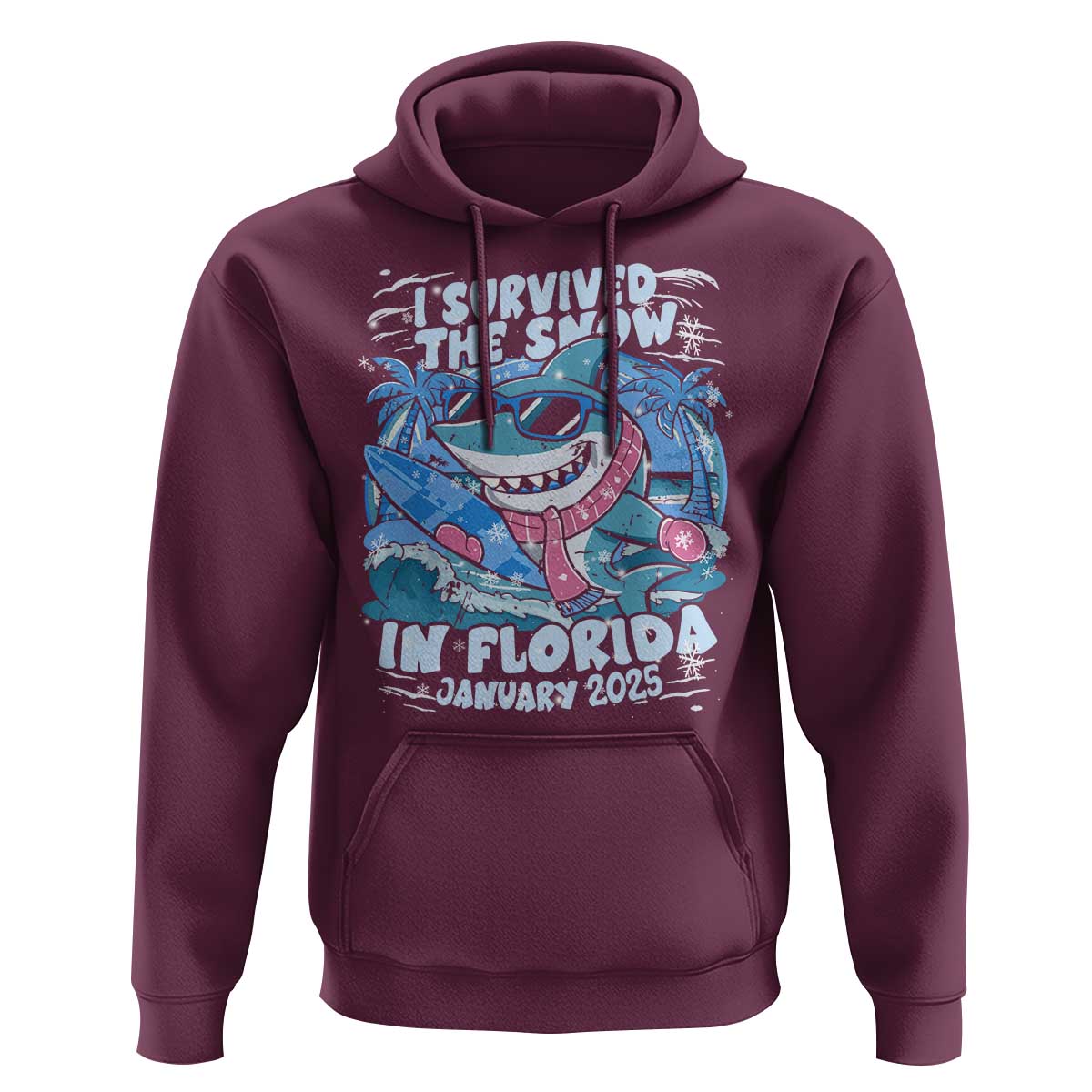 Funny I Survived The Snow In Florida 2025 Hoodie Shark