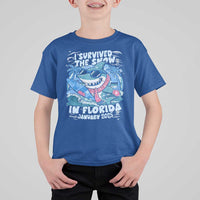 Funny I Survived The Snow In Florida 2025 T Shirt For Kid Shark