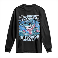 Funny I Survived The Snow In Florida 2025 Long Sleeve Shirt Shark