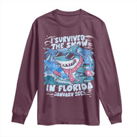 Funny I Survived The Snow In Florida 2025 Long Sleeve Shirt Shark