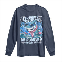 Funny I Survived The Snow In Florida 2025 Long Sleeve Shirt Shark