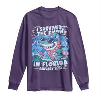 Funny I Survived The Snow In Florida 2025 Long Sleeve Shirt Shark
