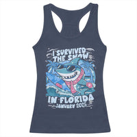 Funny I Survived The Snow In Florida 2025 Racerback Tank Top Shark
