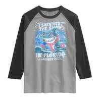 Funny I Survived The Snow In Florida 2025 Raglan Shirt Shark