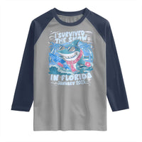 Funny I Survived The Snow In Florida 2025 Raglan Shirt Shark
