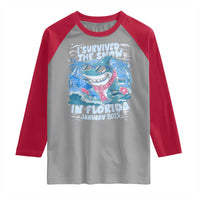 Funny I Survived The Snow In Florida 2025 Raglan Shirt Shark