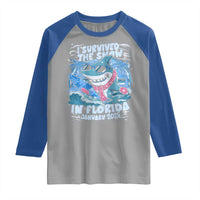 Funny I Survived The Snow In Florida 2025 Raglan Shirt Shark