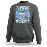 Funny I Survived The Snow In Florida 2025 Sweatshirt Shark