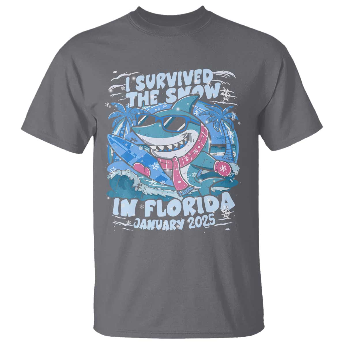 Funny I Survived The Snow In Florida 2025 T Shirt Shark