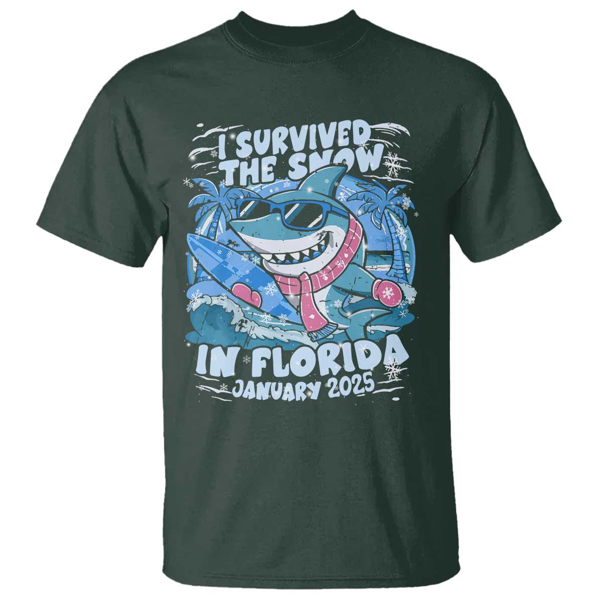 Funny I Survived The Snow In Florida 2025 T Shirt Shark