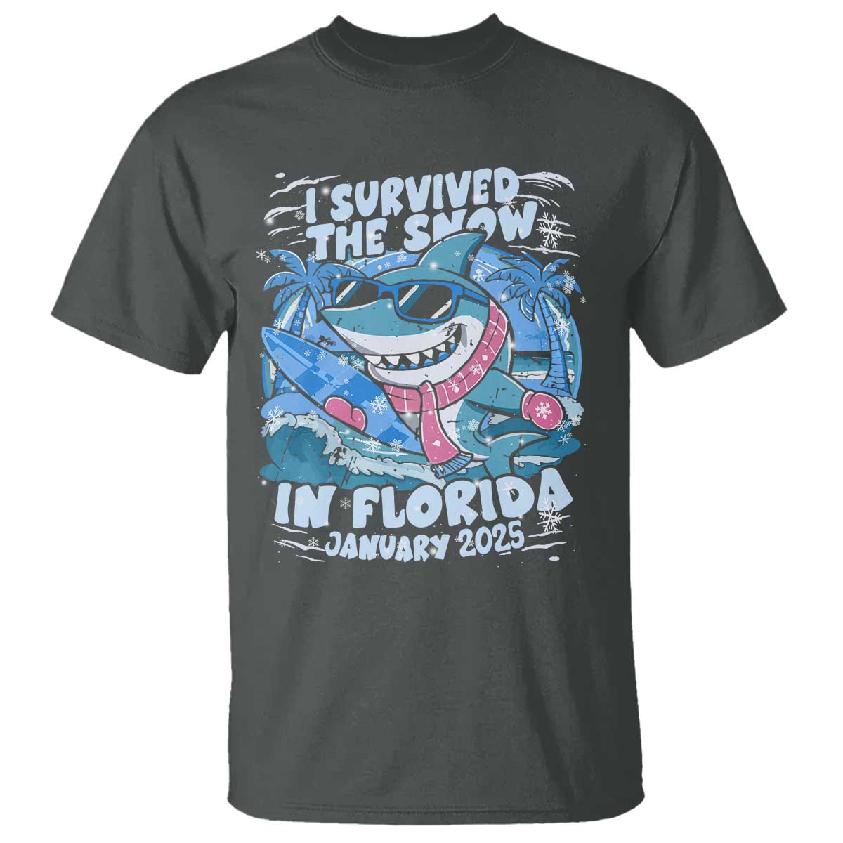 Funny I Survived The Snow In Florida 2025 T Shirt Shark