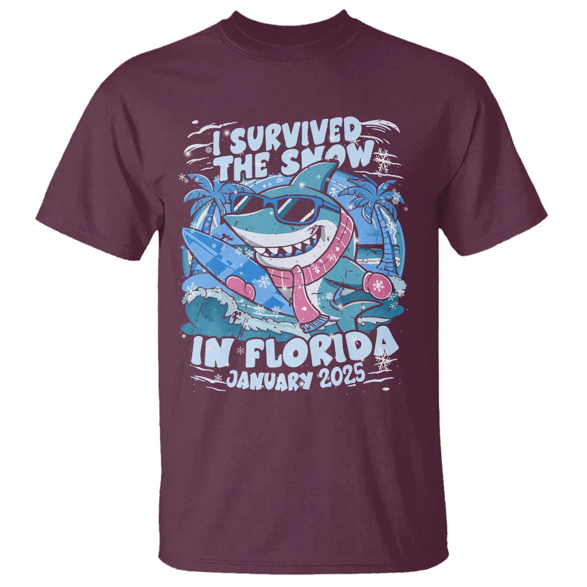 Funny I Survived The Snow In Florida 2025 T Shirt Shark