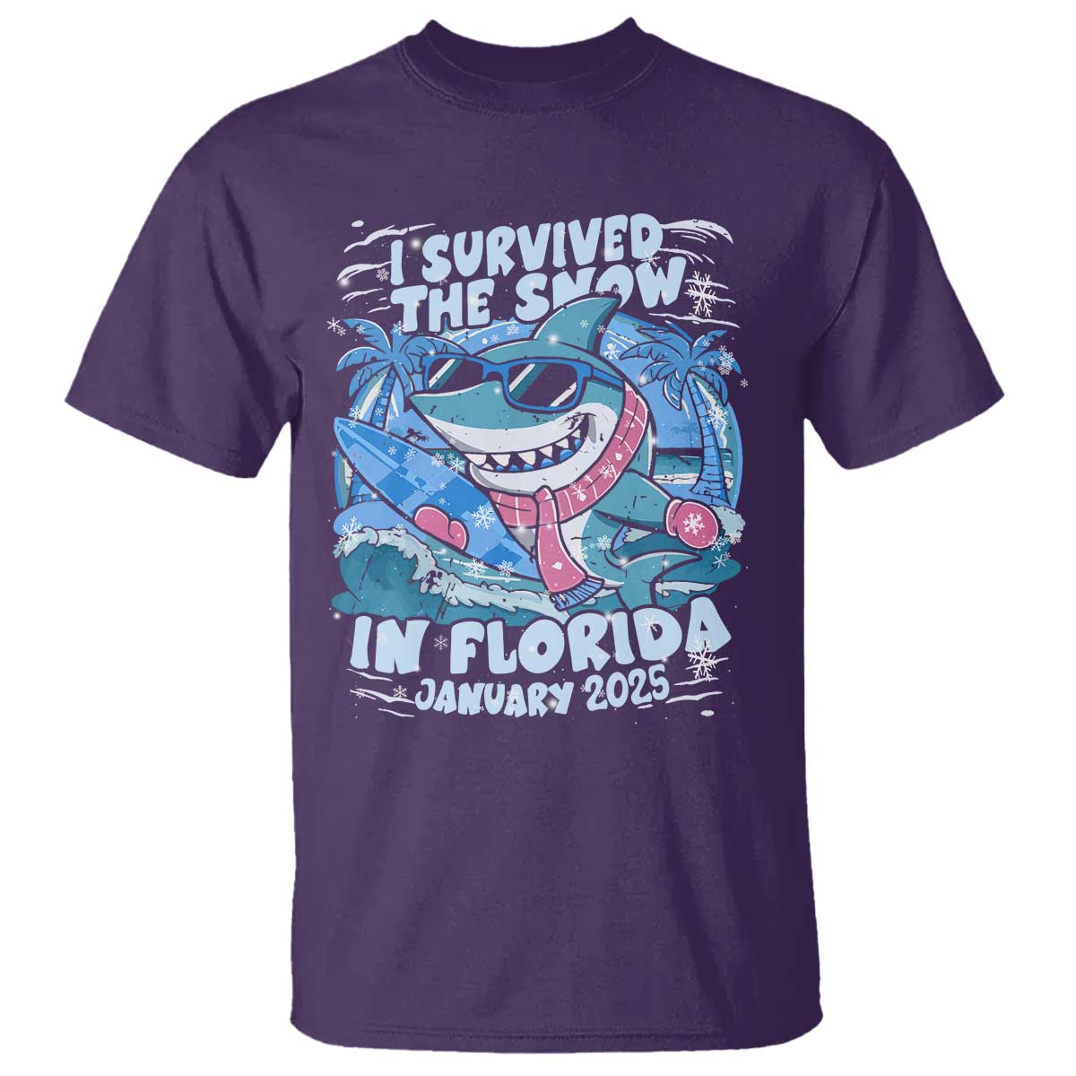 Funny I Survived The Snow In Florida 2025 T Shirt Shark