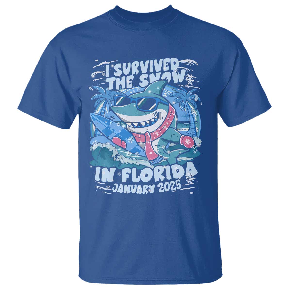 Funny I Survived The Snow In Florida 2025 T Shirt Shark