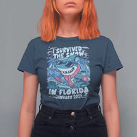 Funny I Survived The Snow In Florida 2025 T Shirt For Women Shark