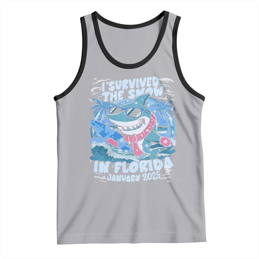 Funny I Survived The Snow In Florida 2025 Tank Top Shark