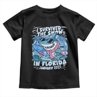 Funny I Survived The Snow In Florida 2025 Toddler T Shirt Shark