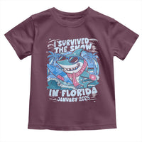 Funny I Survived The Snow In Florida 2025 Toddler T Shirt Shark