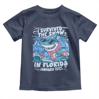 Funny I Survived The Snow In Florida 2025 Toddler T Shirt Shark
