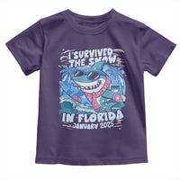 Funny I Survived The Snow In Florida 2025 Toddler T Shirt Shark