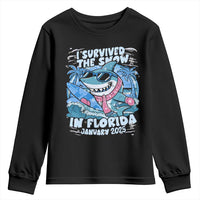 Funny I Survived The Snow In Florida 2025 Youth Sweatshirt Shark
