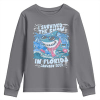 Funny I Survived The Snow In Florida 2025 Youth Sweatshirt Shark