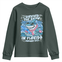 Funny I Survived The Snow In Florida 2025 Youth Sweatshirt Shark