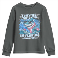 Funny I Survived The Snow In Florida 2025 Youth Sweatshirt Shark