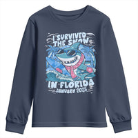 Funny I Survived The Snow In Florida 2025 Youth Sweatshirt Shark